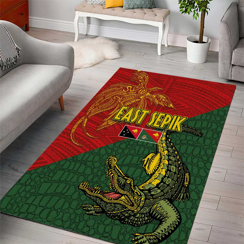 Sepik River Crocodile & Arts Festival Area Rug Bird-of-paradise Melanesian Tattoo