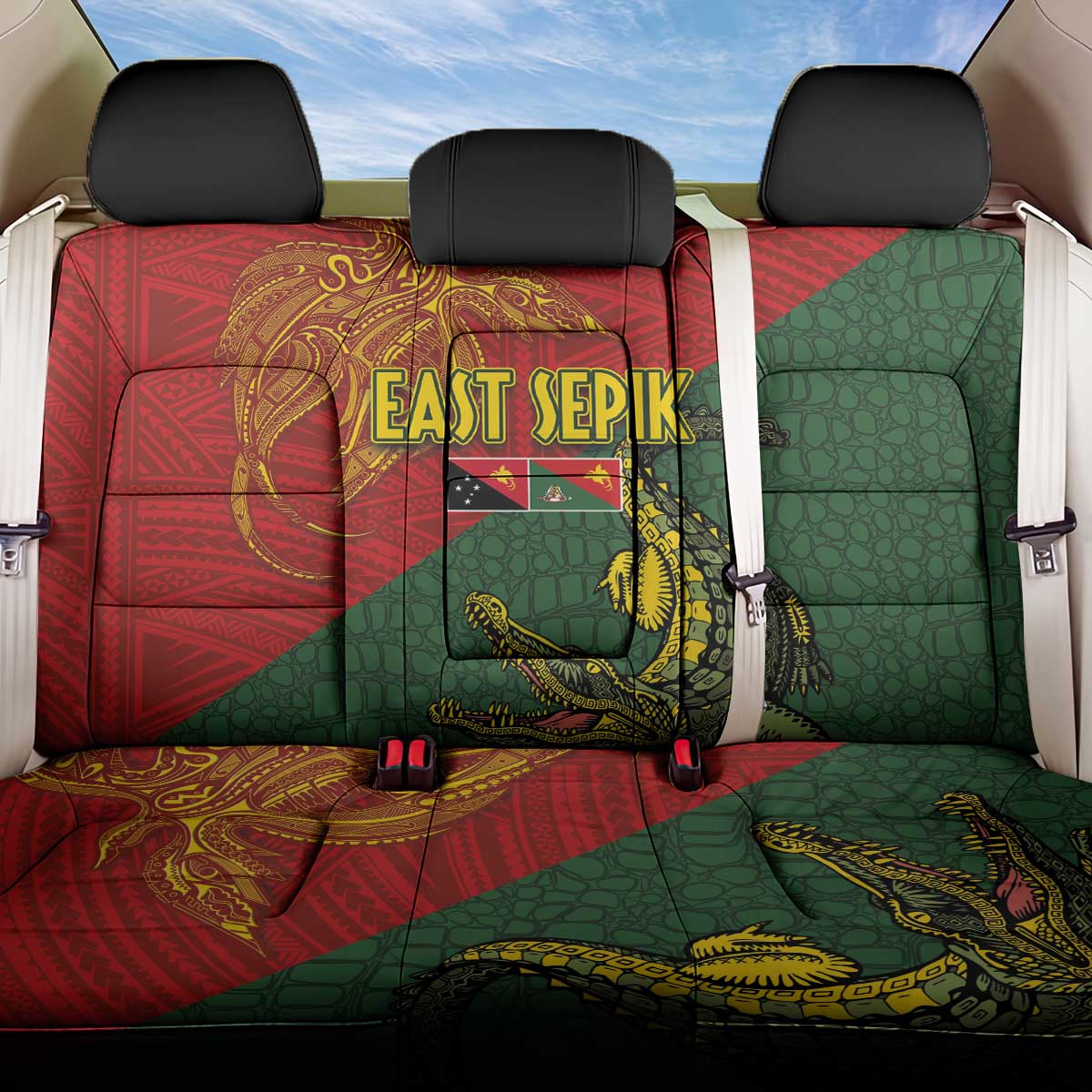 Sepik River Crocodile & Arts Festival Back Car Seat Cover Bird-of-paradise Melanesian Tattoo LT03 One Size Red - Polynesian Pride