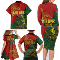 Sepik River Crocodile & Arts Festival Family Matching Long Sleeve Bodycon Dress and Hawaiian Shirt Bird-of-paradise Melanesian Tattoo LT03 - Polynesian Pride
