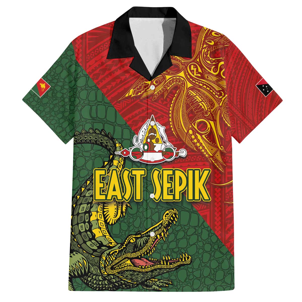 Sepik River Crocodile & Arts Festival Family Matching Off The Shoulder Long Sleeve Dress and Hawaiian Shirt Bird-of-paradise Melanesian Tattoo LT03 Dad's Shirt - Short Sleeve Red - Polynesian Pride