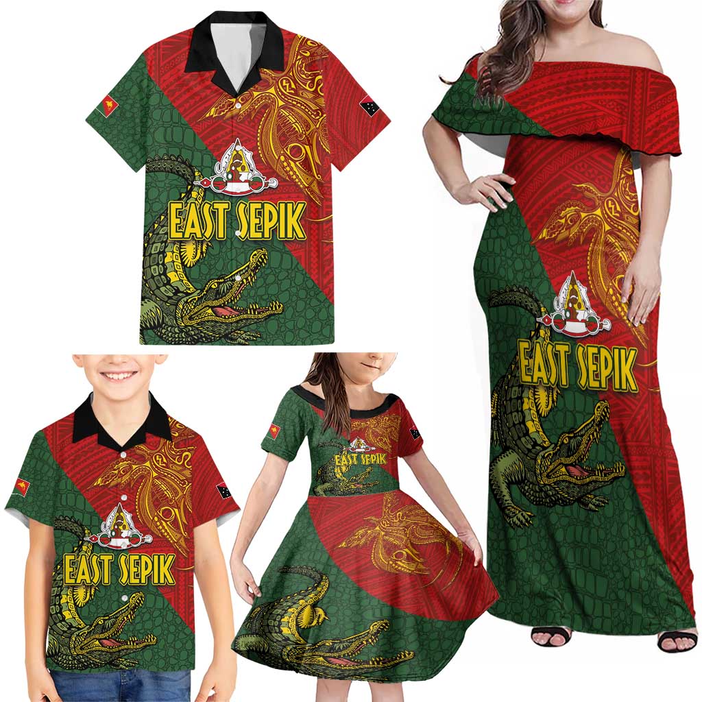 Sepik River Crocodile & Arts Festival Family Matching Off Shoulder Maxi Dress and Hawaiian Shirt Bird-of-paradise Melanesian Tattoo LT03 - Polynesian Pride