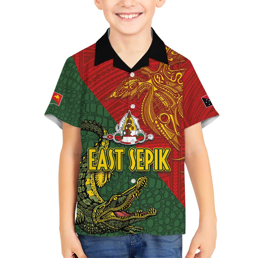 Sepik River Crocodile & Arts Festival Family Matching Off Shoulder Maxi Dress and Hawaiian Shirt Bird-of-paradise Melanesian Tattoo LT03 Son's Shirt Red - Polynesian Pride