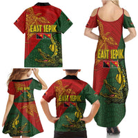 Sepik River Crocodile & Arts Festival Family Matching Summer Maxi Dress and Hawaiian Shirt Bird-of-paradise Melanesian Tattoo LT03 - Polynesian Pride