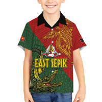 Sepik River Crocodile & Arts Festival Family Matching Summer Maxi Dress and Hawaiian Shirt Bird-of-paradise Melanesian Tattoo LT03 Son's Shirt Red - Polynesian Pride