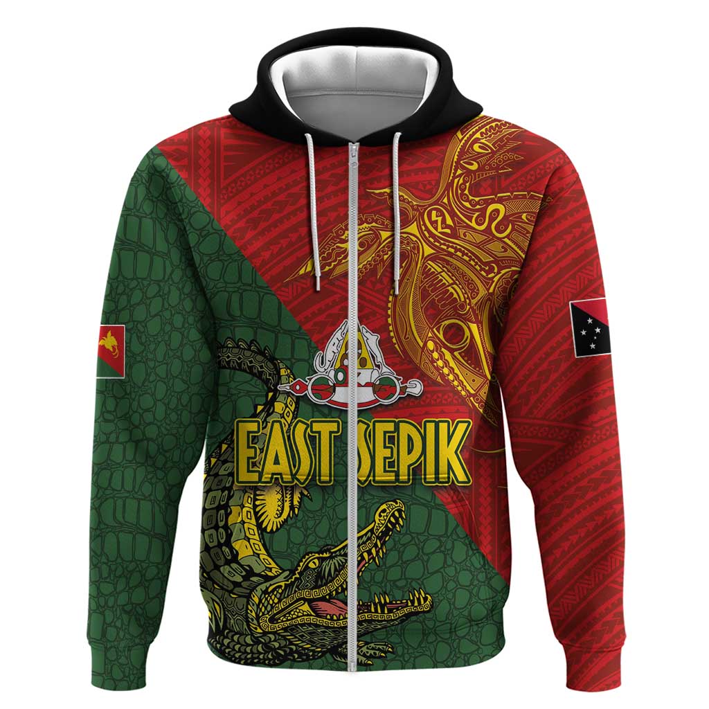 Sepik River Crocodile & Arts Festival Hoodie Bird-of-paradise Melanesian Tattoo LT03 Zip Hoodie Red - Polynesian Pride