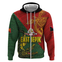 Sepik River Crocodile & Arts Festival Hoodie Bird-of-paradise Melanesian Tattoo LT03 Zip Hoodie Red - Polynesian Pride