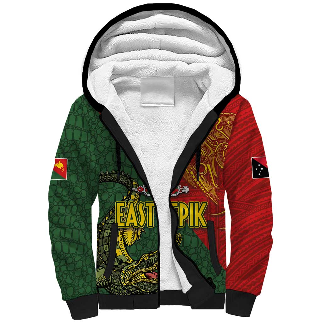 Sepik River Crocodile & Arts Festival Sherpa Hoodie Bird-of-paradise Melanesian Tattoo LT03 Unisex Red - Polynesian Pride