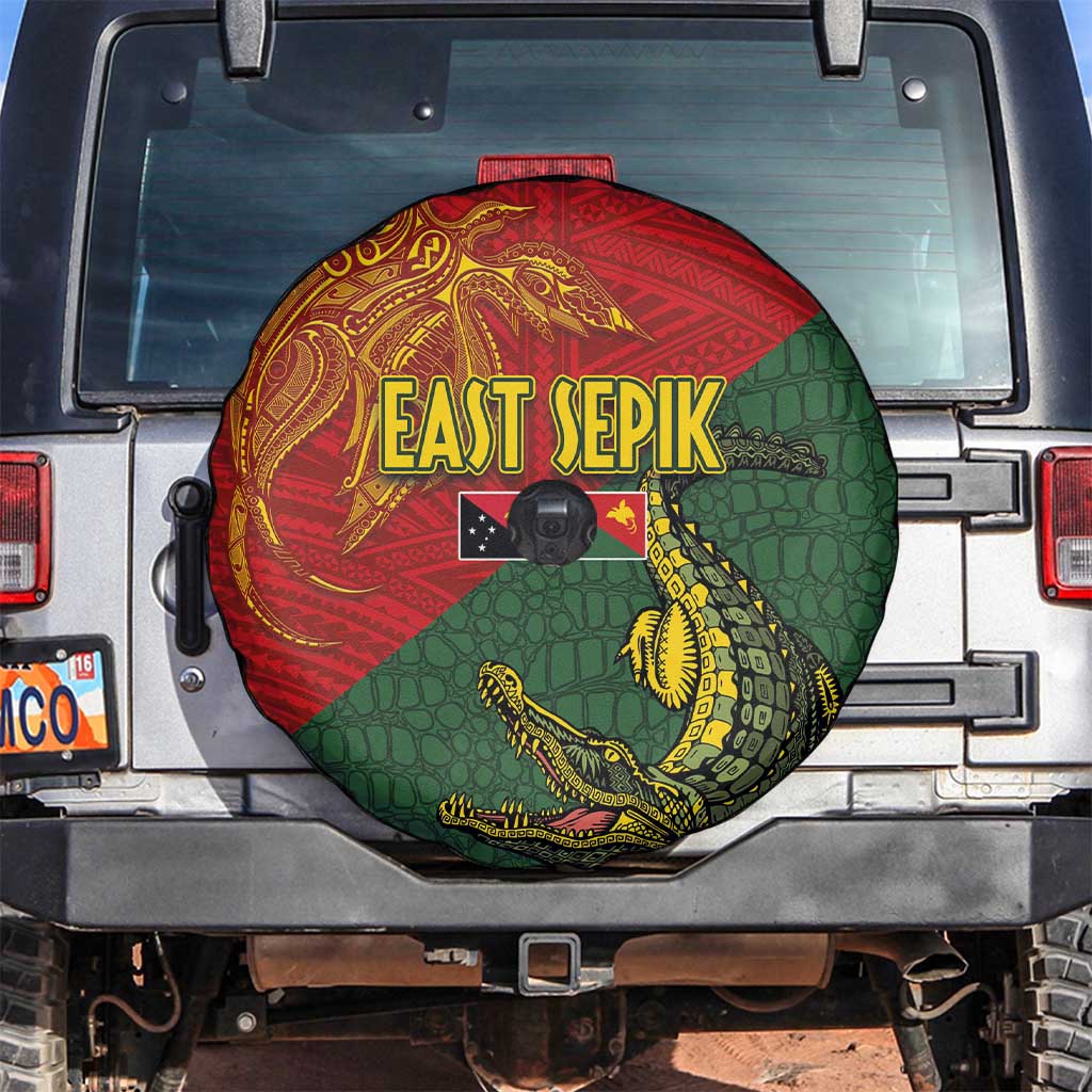 Sepik River Crocodile & Arts Festival Spare Tire Cover Bird-of-paradise Melanesian Tattoo LT03 Red - Polynesian Pride