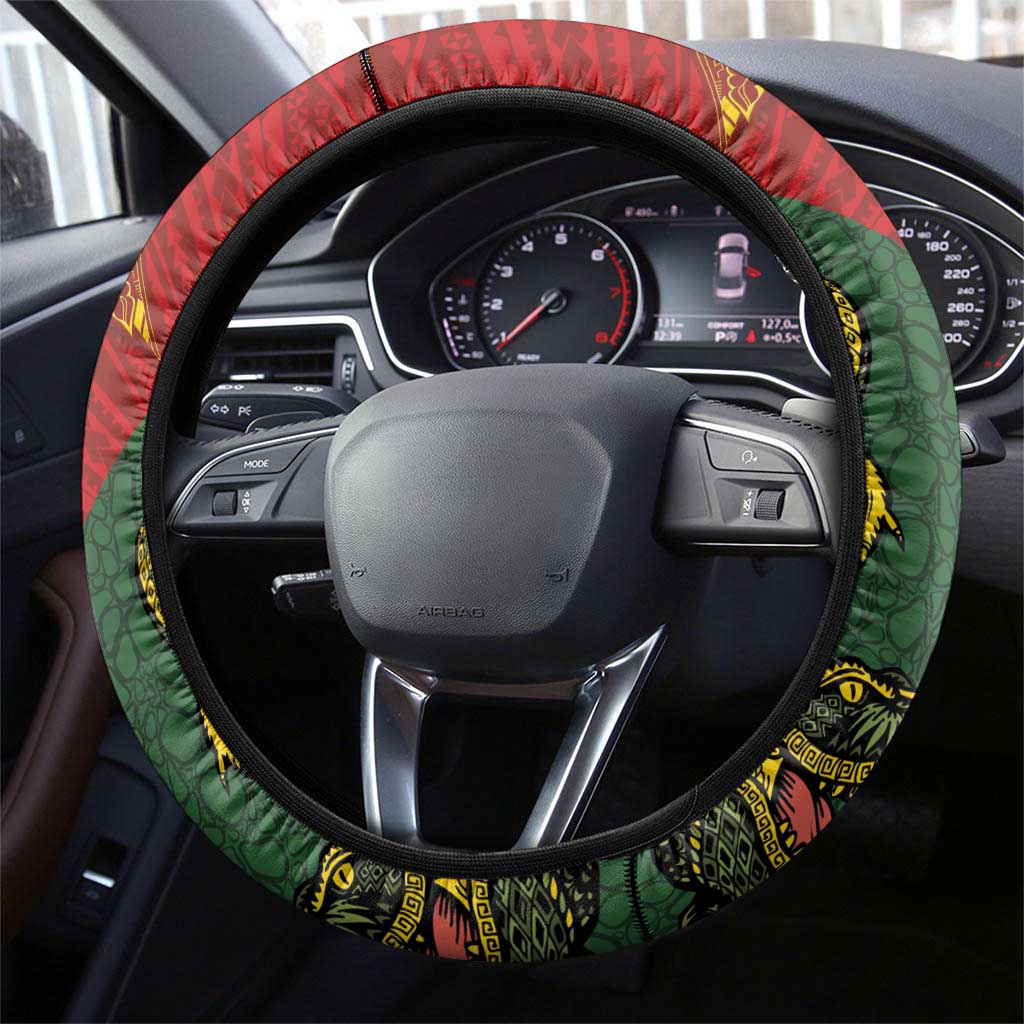 Sepik River Crocodile & Arts Festival Steering Wheel Cover Bird-of-paradise Melanesian Tattoo LT03 - Polynesian Pride