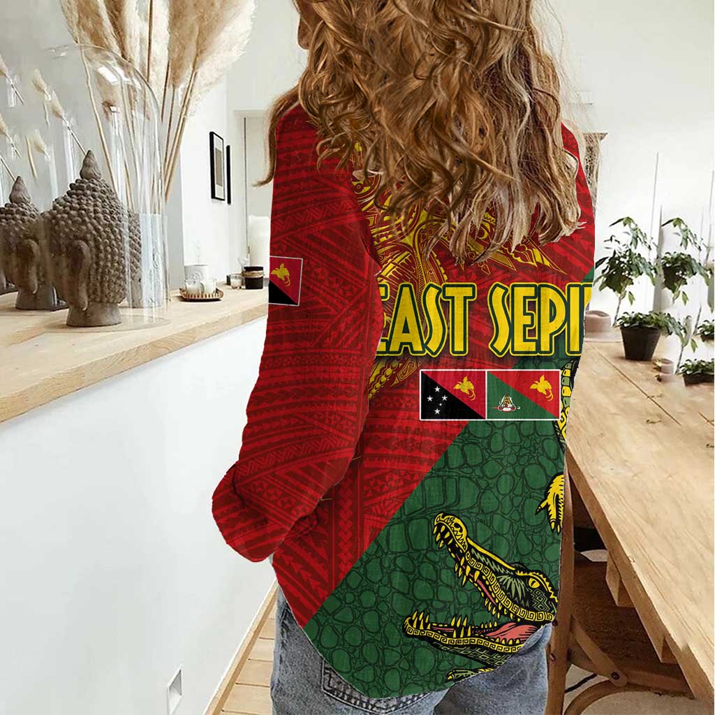 Sepik River Crocodile & Arts Festival Women Casual Shirt Bird-of-paradise Melanesian Tattoo LT03 - Polynesian Pride
