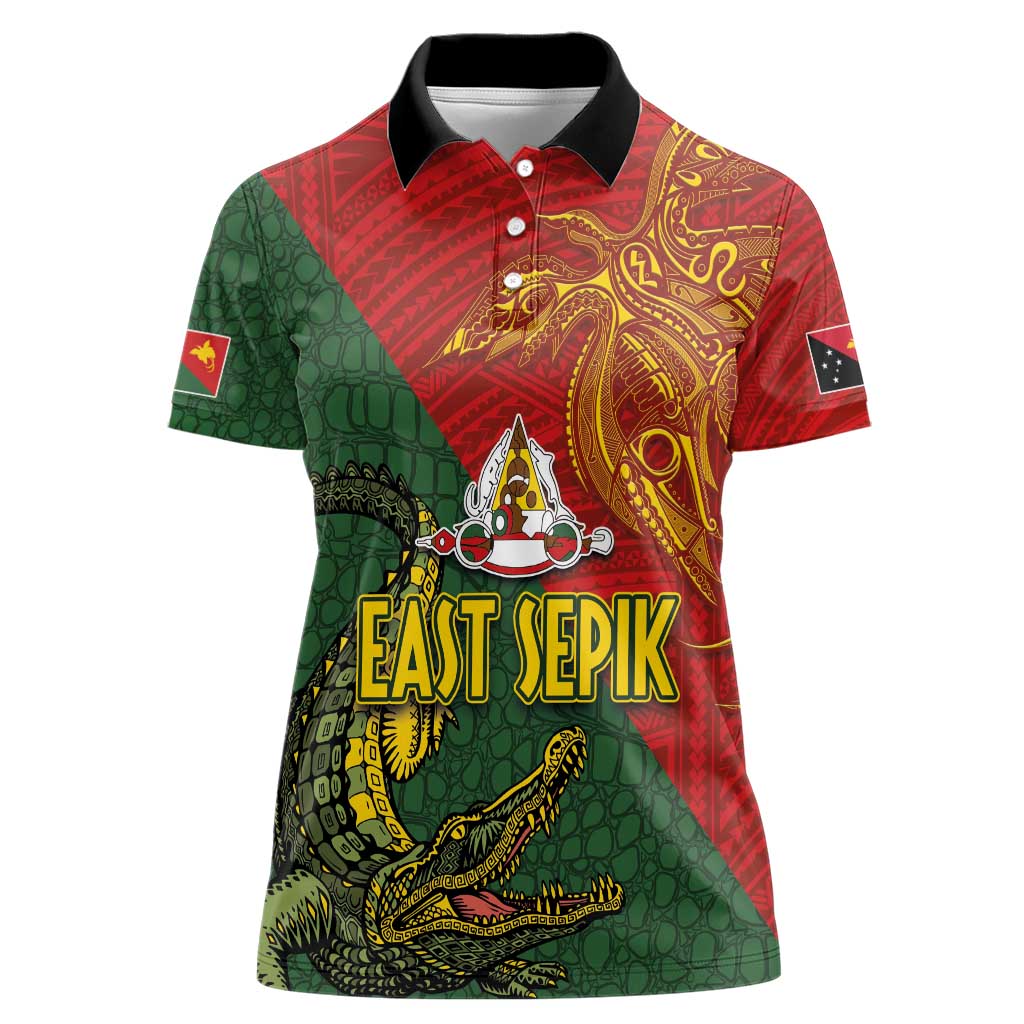 Sepik River Crocodile & Arts Festival Women Polo Shirt Bird-of-paradise Melanesian Tattoo LT03 Female Red - Polynesian Pride