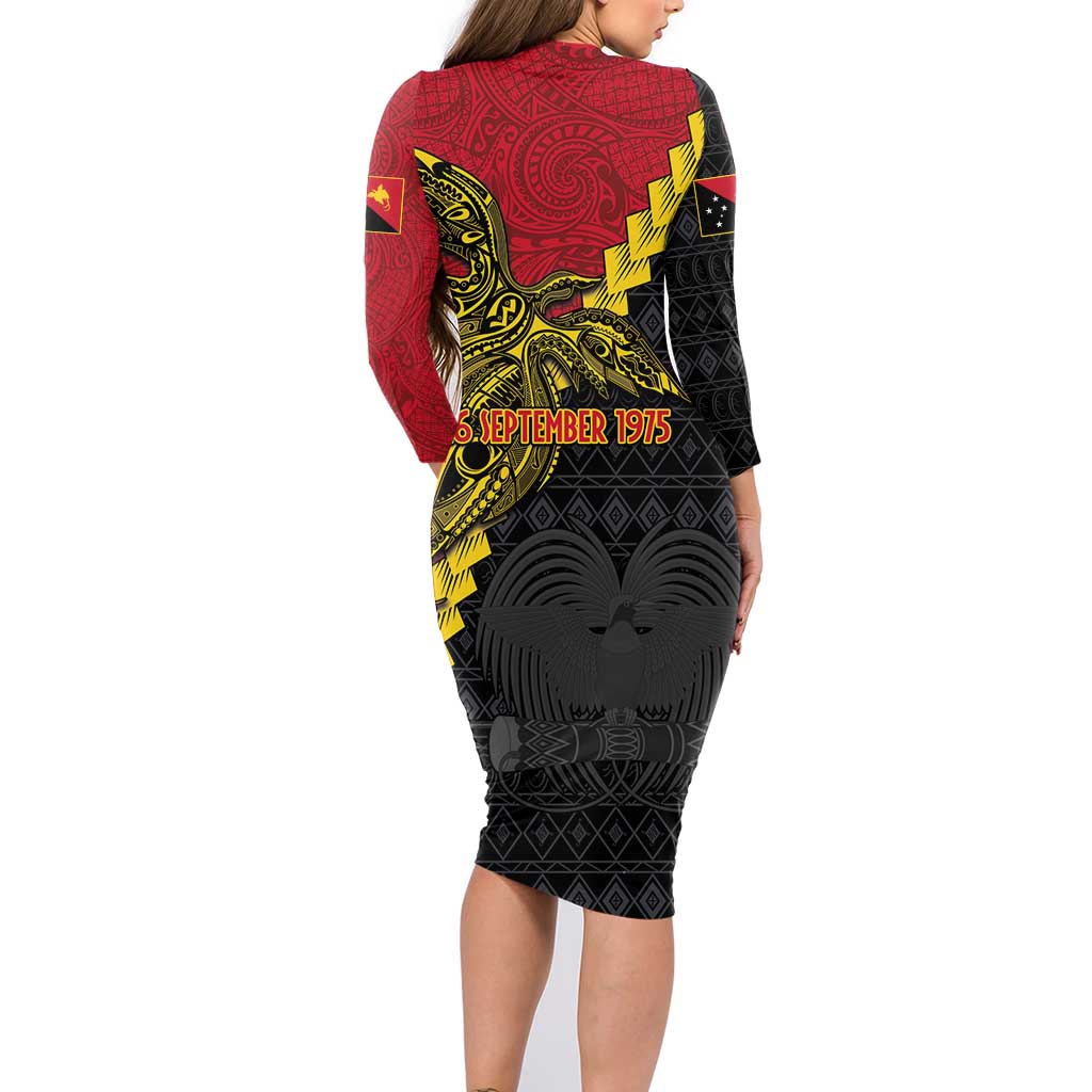 Papua New Guinea Independence Day Family Matching Long Sleeve Bodycon Dress and Hawaiian Shirt Bird-of-paradise Melanesian Tattoo LT03 - Polynesian Pride