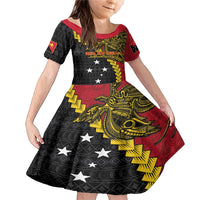 Papua New Guinea Independence Day Family Matching Mermaid Dress and Hawaiian Shirt Bird-of-paradise Melanesian Tattoo LT03 Daughter's Dress Red - Polynesian Pride