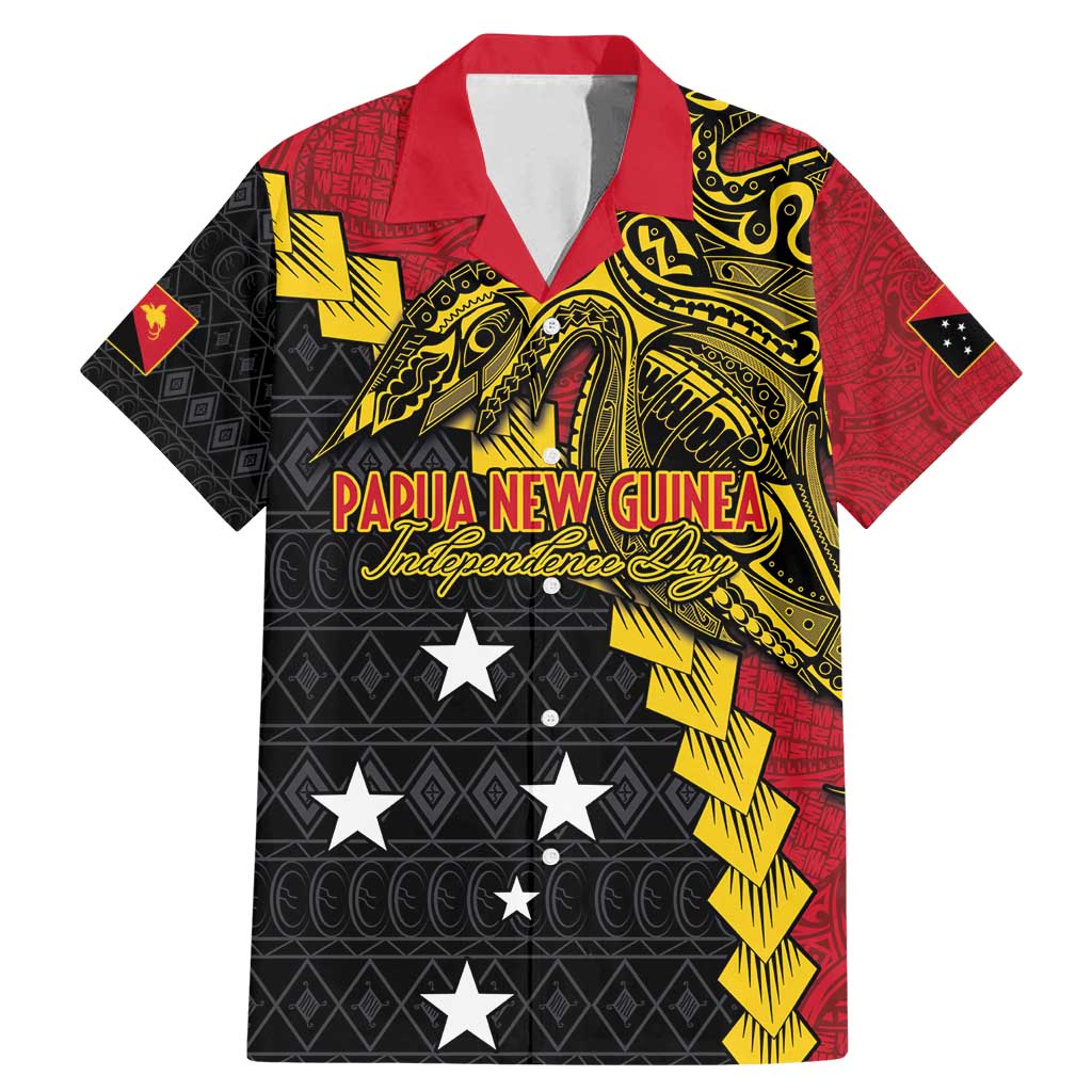 Papua New Guinea Independence Day Family Matching Mermaid Dress and Hawaiian Shirt Bird-of-paradise Melanesian Tattoo LT03 Dad's Shirt - Short Sleeve Red - Polynesian Pride