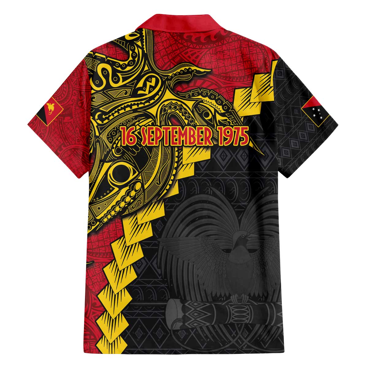 Papua New Guinea Independence Day Family Matching Off The Shoulder Long Sleeve Dress and Hawaiian Shirt Bird-of-paradise Melanesian Tattoo LT03 - Polynesian Pride