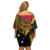 Papua New Guinea Independence Day Family Matching Off Shoulder Short Dress and Hawaiian Shirt Bird-of-paradise Melanesian Tattoo LT03 - Polynesian Pride