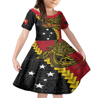 Papua New Guinea Independence Day Family Matching Short Sleeve Bodycon Dress and Hawaiian Shirt Bird-of-paradise Melanesian Tattoo LT03 Daughter's Dress Red - Polynesian Pride
