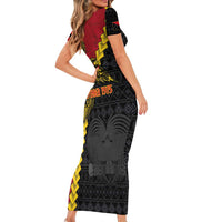 Papua New Guinea Independence Day Family Matching Short Sleeve Bodycon Dress and Hawaiian Shirt Bird-of-paradise Melanesian Tattoo LT03 - Polynesian Pride