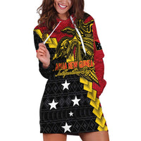 Papua New Guinea Independence Day Hoodie Dress Bird-of-paradise Melanesian Tattoo LT03 Red - Polynesian Pride
