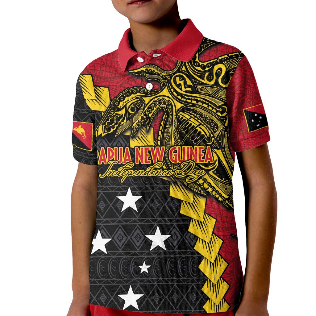 Papua New Guinea Independence Day Kid Polo Shirt Bird-of-paradise Melanesian Tattoo LT03 Kid Red - Polynesian Pride