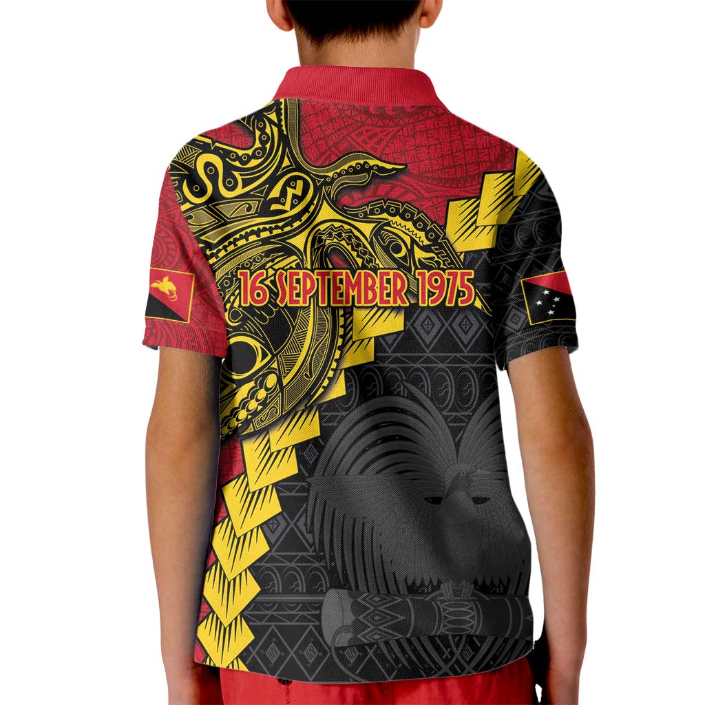 Papua New Guinea Independence Day Kid Polo Shirt Bird-of-paradise Melanesian Tattoo LT03 - Polynesian Pride
