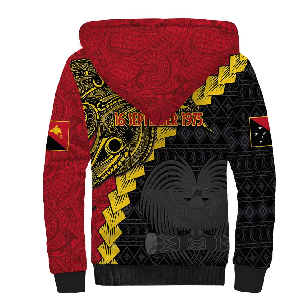 Papua New Guinea Independence Day Sherpa Hoodie Bird-of-paradise Melanesian Tattoo LT03 - Polynesian Pride