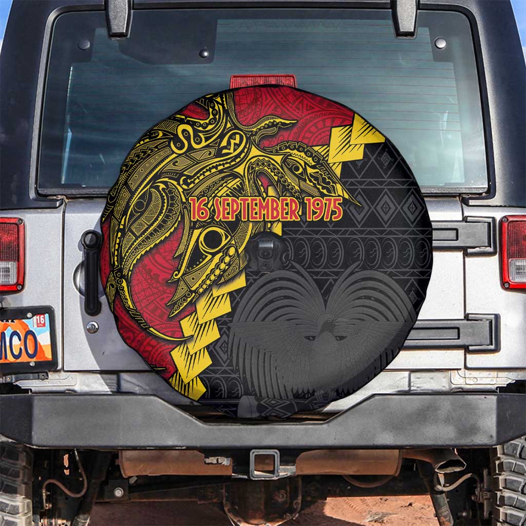 Papua New Guinea Independence Day Spare Tire Cover Bird-of-paradise Melanesian Tattoo LT03 Red - Polynesian Pride