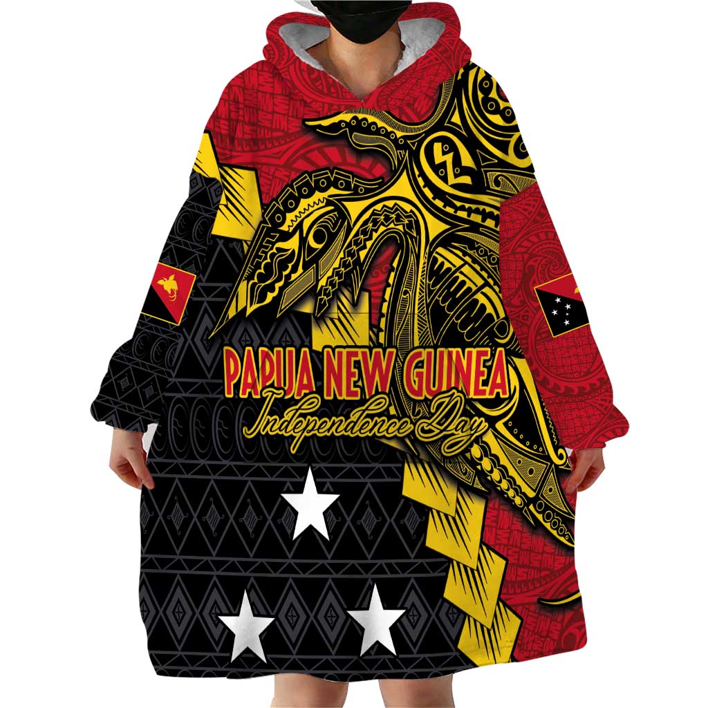 Papua New Guinea Independence Day Wearable Blanket Hoodie Bird-of-paradise Melanesian Tattoo LT03 - Polynesian Pride