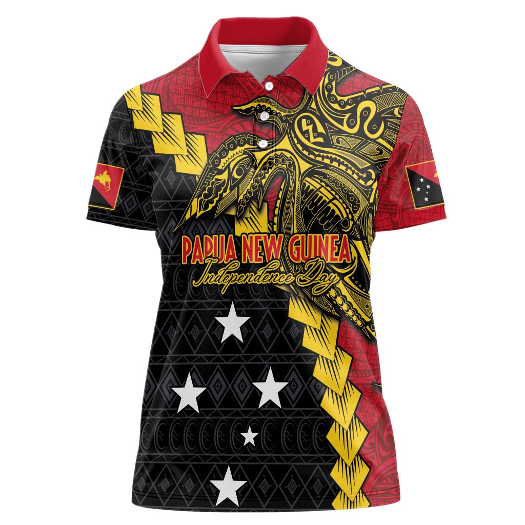 Papua New Guinea Independence Day Women Polo Shirt Bird-of-paradise Melanesian Tattoo LT03 Female Red - Polynesian Pride