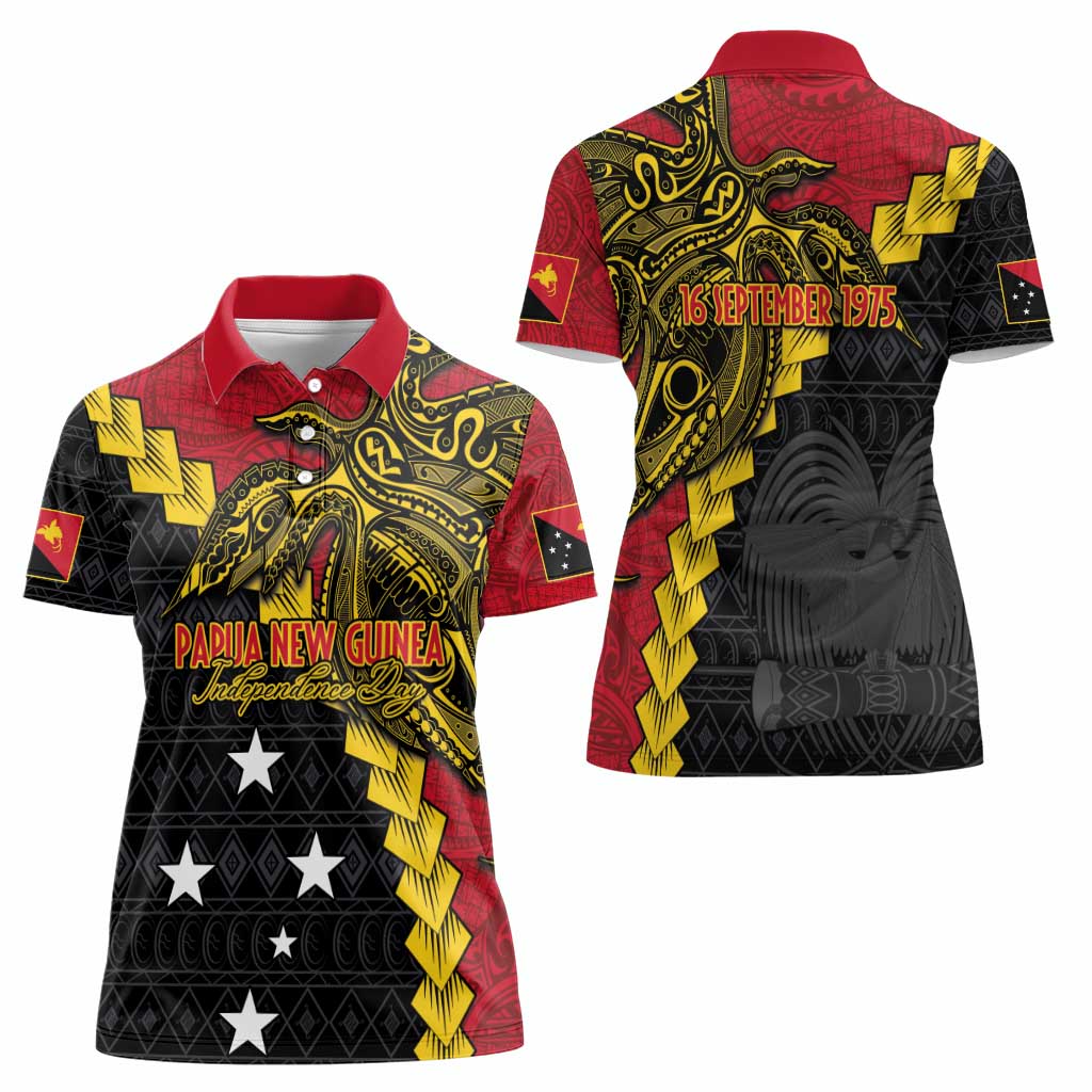 Papua New Guinea Independence Day Women Polo Shirt Bird-of-paradise Melanesian Tattoo LT03 - Polynesian Pride