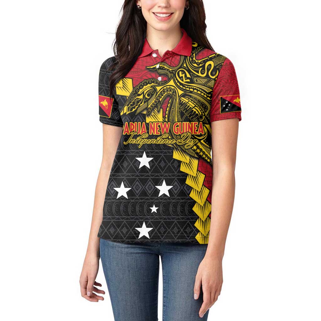 Papua New Guinea Independence Day Women Polo Shirt Bird-of-paradise Melanesian Tattoo LT03 - Polynesian Pride