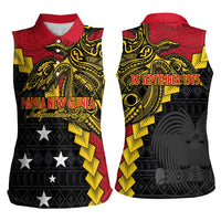 Papua New Guinea Independence Day Women Sleeveless Polo Shirt Bird-of-paradise Melanesian Tattoo LT03 - Polynesian Pride