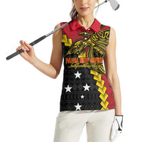 Papua New Guinea Independence Day Women Sleeveless Polo Shirt Bird-of-paradise Melanesian Tattoo LT03 - Polynesian Pride