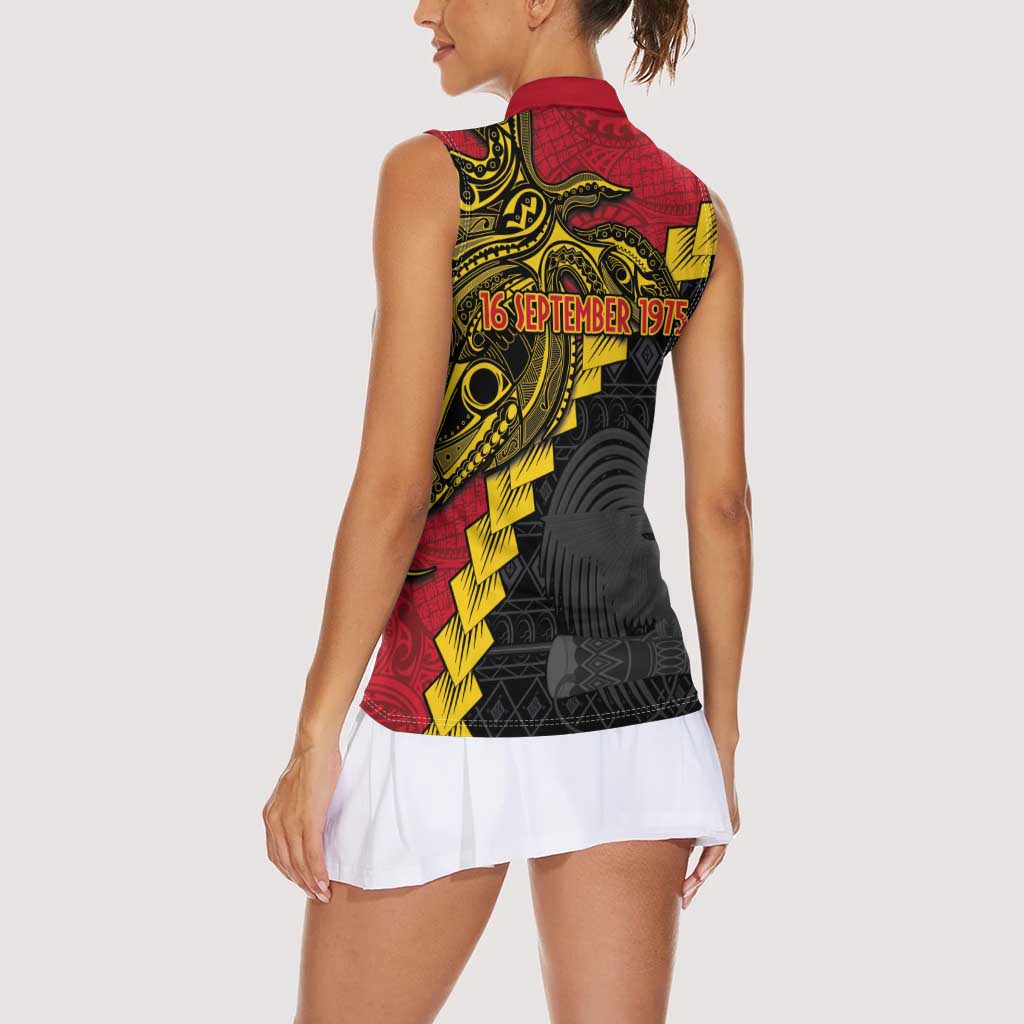 Papua New Guinea Independence Day Women Sleeveless Polo Shirt Bird-of-paradise Melanesian Tattoo LT03 - Polynesian Pride