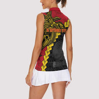 Papua New Guinea Independence Day Women Sleeveless Polo Shirt Bird-of-paradise Melanesian Tattoo LT03 - Polynesian Pride