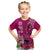 Polynesian Fiji Kid T Shirt Shark and Hibiscus Tapa Pattern Purple Version LT03 Pink - Polynesian Pride