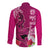 Polynesian Fiji Long Sleeve Button Shirt Shark and Hibiscus Tapa Pattern Purple Version LT03 - Polynesian Pride