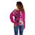 Polynesian Fiji Off Shoulder Sweater Shark and Hibiscus Tapa Pattern Purple Version LT03 - Polynesian Pride