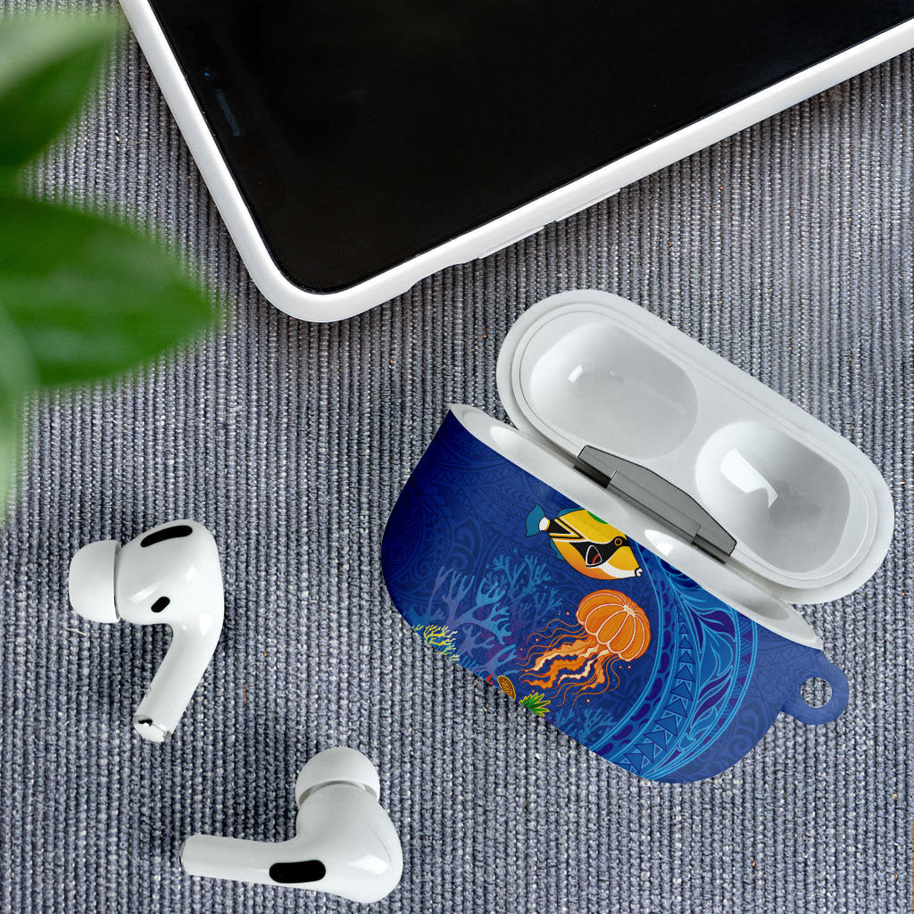Hawaiian Funny Fruits Sea Animals AirPods Case Mango Reef Triggerfish and Pineapple Turtle and Mandarin Jellyfish LT03 - Polynesian Pride