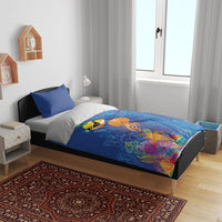 Hawaiian Funny Fruits Sea Animals Bedding Set Mango Reef Triggerfish and Pineapple Turtle and Mandarin Jellyfish LT03 - Polynesian Pride