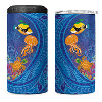 Hawaiian Funny Fruits Sea Animals 4 in 1 Can Cooler Tumbler Mango Reef Triggerfish and Pineapple Turtle and Mandarin Jellyfish LT03 One Size: 16 oz Blue - Polynesian Pride