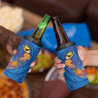 Hawaiian Funny Fruits Sea Animals 4 in 1 Can Cooler Tumbler Mango Reef Triggerfish and Pineapple Turtle and Mandarin Jellyfish LT03 - Polynesian Pride