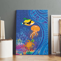 Hawaiian Funny Fruits Sea Animals Canvas Wall Art Mango Reef Triggerfish and Pineapple Turtle and Mandarin Jellyfish LT03 - Polynesian Pride