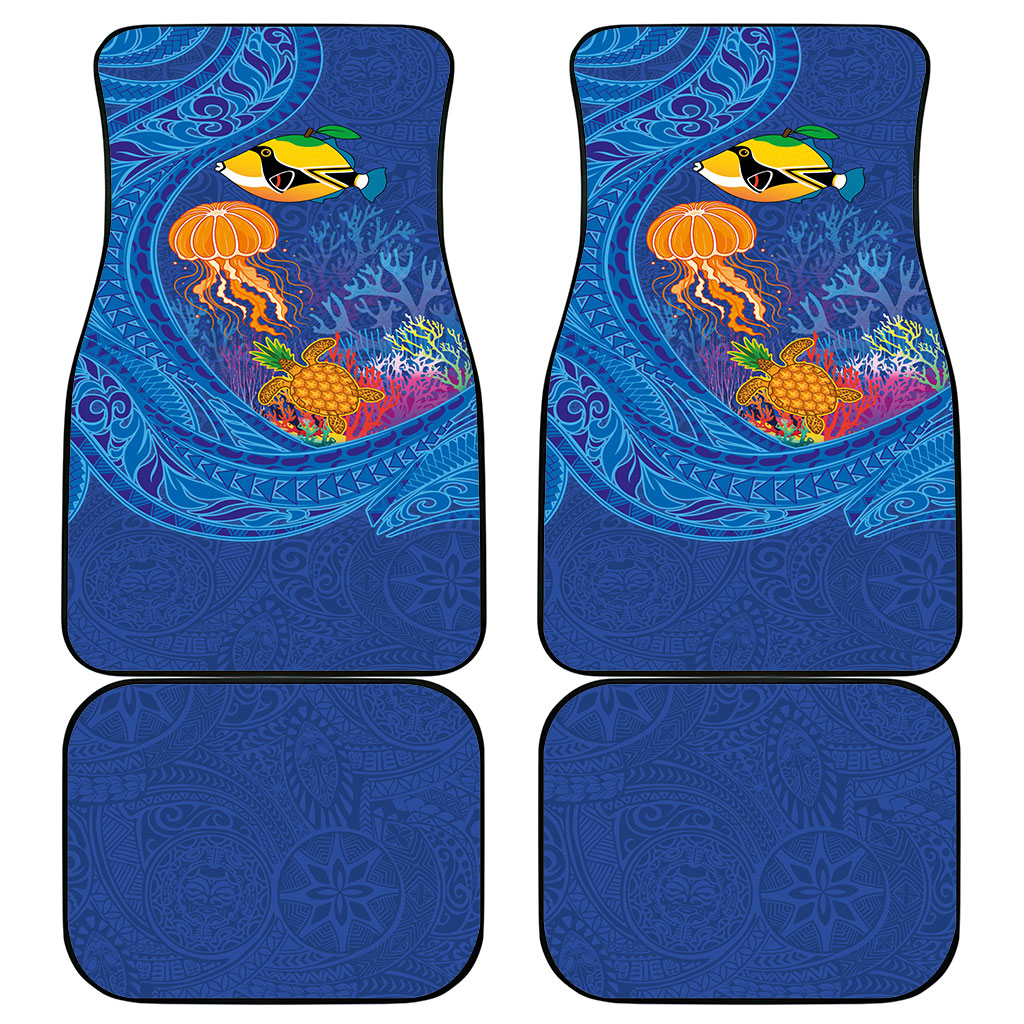 Hawaiian Funny Fruits Sea Animals Car Mats Mango Reef Triggerfish and Pineapple Turtle and Mandarin Jellyfish LT03 - Polynesian Pride
