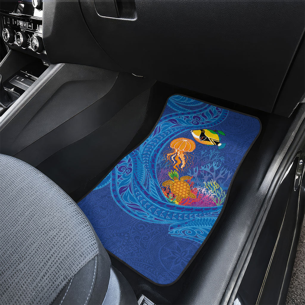 Hawaiian Funny Fruits Sea Animals Car Mats Mango Reef Triggerfish and Pineapple Turtle and Mandarin Jellyfish LT03 - Polynesian Pride
