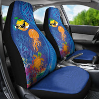 Hawaiian Funny Fruits Sea Animals Car Seat Cover Mango Reef Triggerfish and Pineapple Turtle and Mandarin Jellyfish LT03 - Polynesian Pride