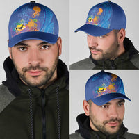 Hawaiian Funny Fruits Sea Animals Classic Cap Mango Reef Triggerfish and Pineapple Turtle and Mandarin Jellyfish