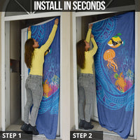 Hawaiian Funny Fruits Sea Animals Door Cover Mango Reef Triggerfish and Pineapple Turtle and Mandarin Jellyfish LT03 - Polynesian Pride