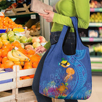 Hawaiian Funny Fruits Sea Animals Grocery Bag Mango Reef Triggerfish and Pineapple Turtle and Mandarin Jellyfish LT03 - Polynesian Pride