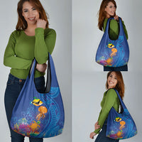 Hawaiian Funny Fruits Sea Animals Grocery Bag Mango Reef Triggerfish and Pineapple Turtle and Mandarin Jellyfish LT03 - Polynesian Pride